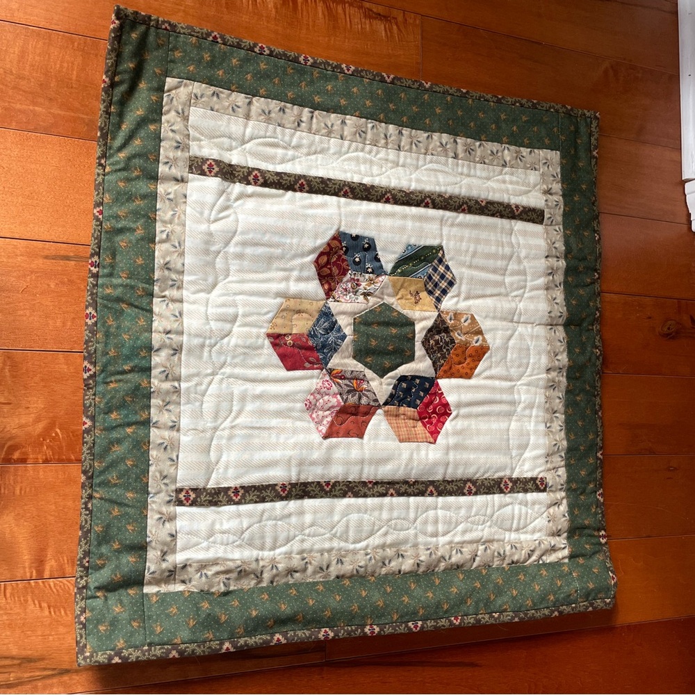 Handmade Patchwork Quilted Wall Hanging - Green Multi
